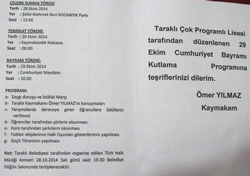 29 Ekim Cumhuriyet Bayramı Kutlama Programı