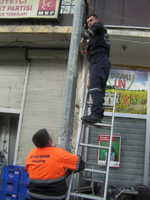 İlçe Merkezinde Trafik Uyarı Levhaları