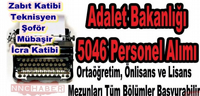 ADALET BAKANLIĞINA 5046 PERSONEL ALINACAK