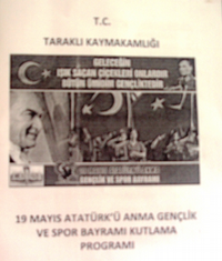 19 MAYIS ATATÜRK'Ü ANMA GENÇLİK VE SPOR BAYRAMI KUTLAMA APROGRAMI