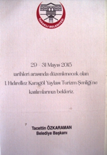 1.HIDIRELLEZ KARAGÖL YAYLASI TURİZM ŞENLİĞİ