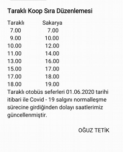 OTOBÜS SAATLERİNE YENİ DÜZENLEME