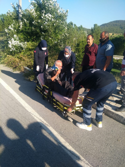 Otomobil refüje çıkıp elektrik direğini devirdi