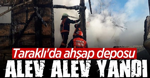 Taraklı'da ahşap deposu yandı