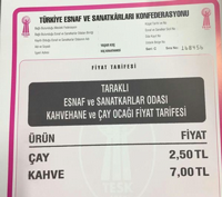 Taraklı’da çay ve kahve ücretlerine zam yapıldı