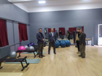 Kaymakam Hacıismailoğlu ve İlçe Milli Eğitim Müdürü Korkmaz spor salonunu inceledi.