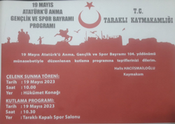 19 MAYIS ATATÜRK'Ü ANMA GENÇLİK VE SPOR BAYRAMI PROGRAMI