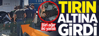 Motosiklet tırın altına girdi!