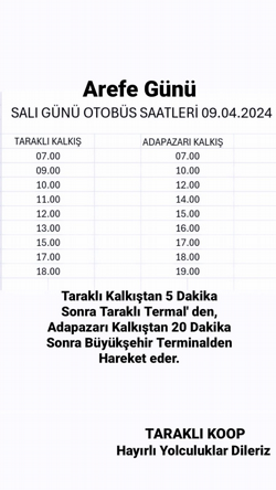 Otobüs saatlerine bayram düzenlemesi