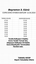 Otobüs saatlerine bayram düzenlemesi