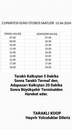 Otobüs saatlerine bayram düzenlemesi