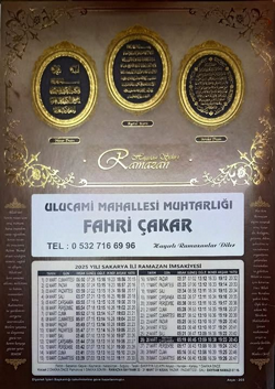 Ulucami Mahallesi Muhtarı Fahri Çakar Ramazan Ayını Kutladı ve İmsakiye Dağıttı
