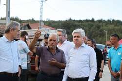 Vali Doğan ve Başkan Alemdar Yangın Bölgesindeki Köyleri Ziyaret Etti