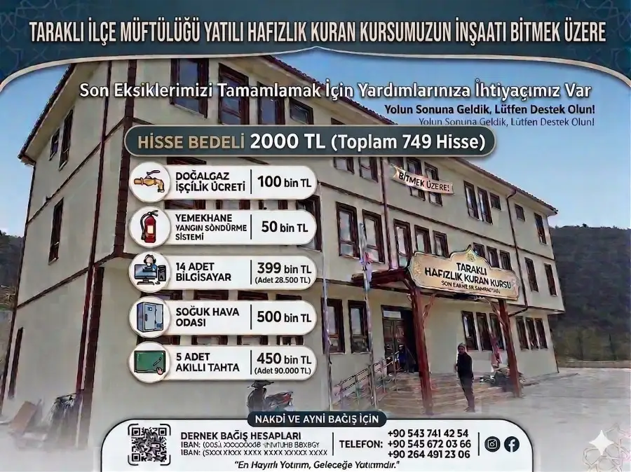Taraklı Hafızlık Kur’an Kursu Tamamlanıyor