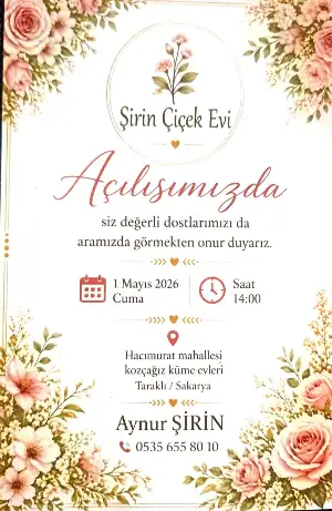 Şirin Çiçek Evi Taraklı'da Açılıyor