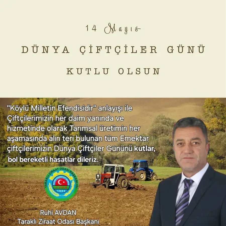 Ruhi Avdan'dan Çiftçiler Günü Mesajı