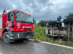 Taraklı'da Beton Mikseri Devrildi: 1 Yaralı