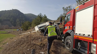Freni boşalan Yem kamyonu kaza yaptı:1 yaralı